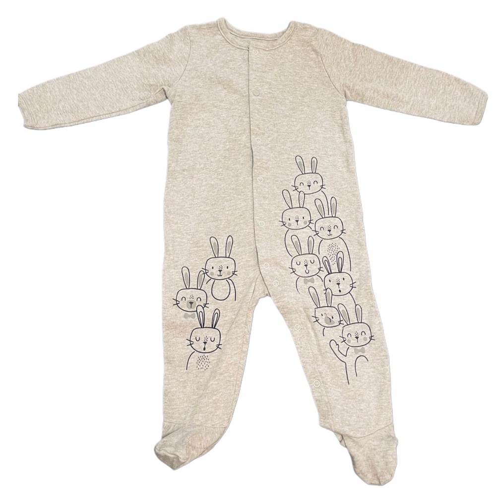 ABSORBA Baby Gray Bunny Print Footie Sleeper - Picture 2 of 6